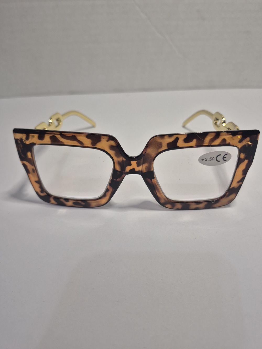 Tortoiseshell Square Reading Glasses with Gold Temples